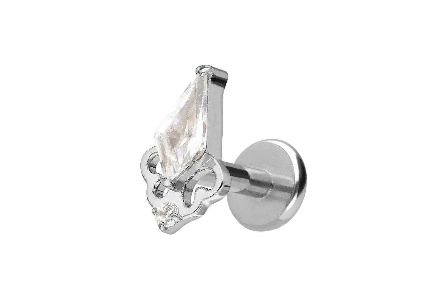 Titan Labret Piercing mit Push Fit KRISTALLSCHILD